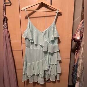 NWT Mac Duggal mint sequin formal gown dress Taylor swift debut eras Halloween